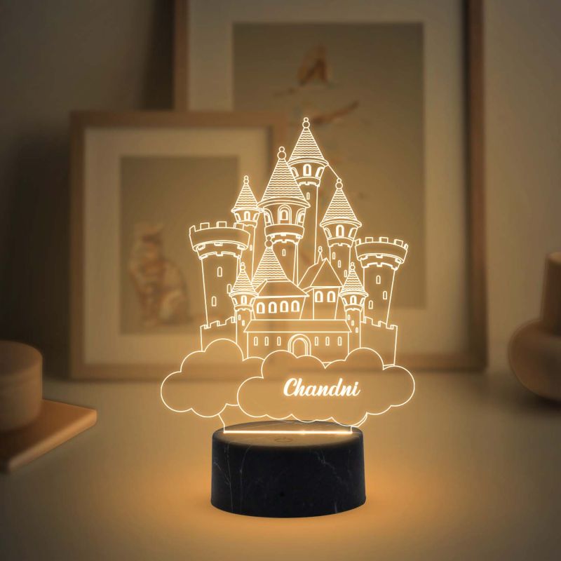 3D Illusion Princess House Night lamp with Warm White Light Customized with Name Gift for Children Girls